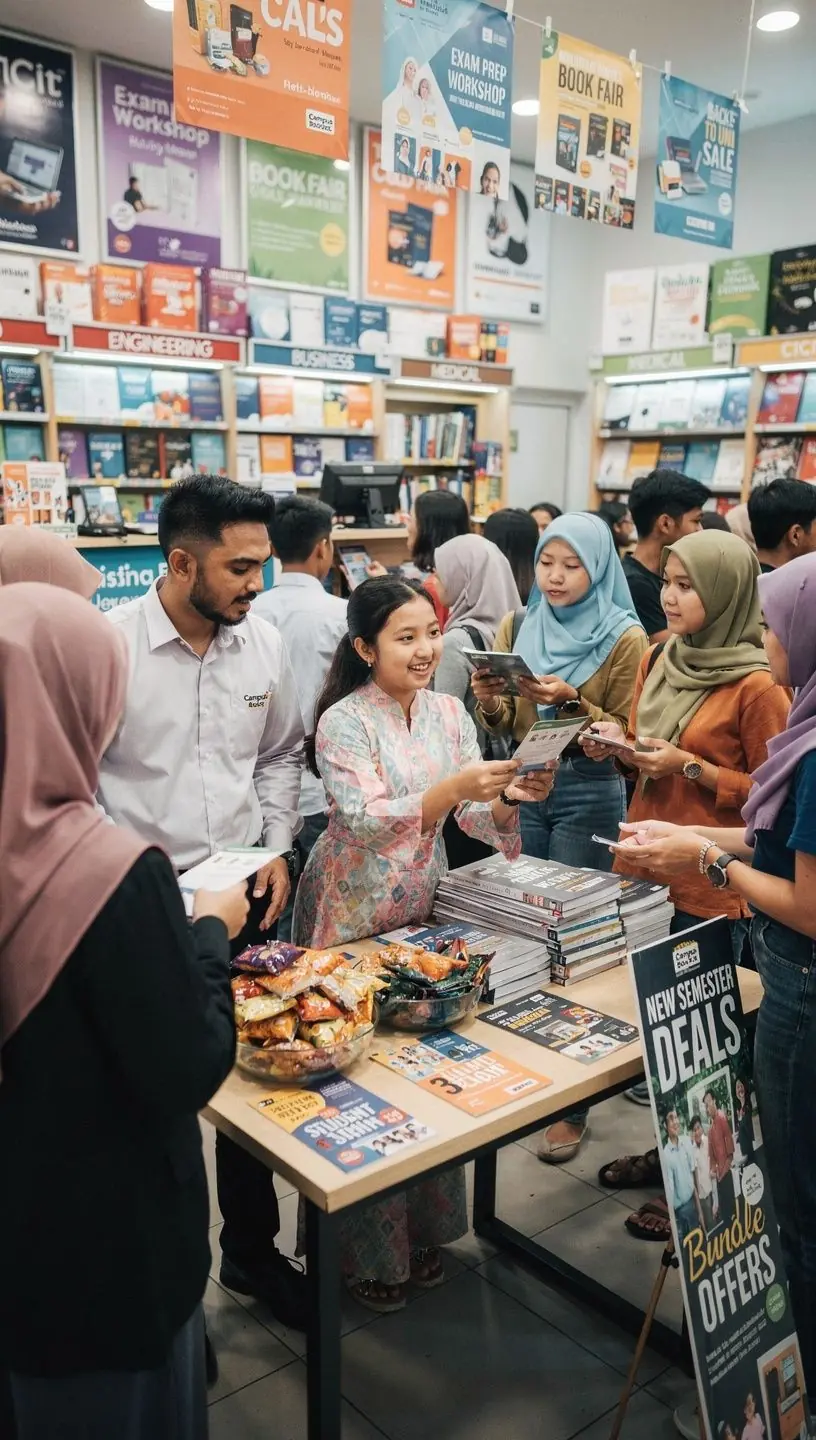 A stack of colorful academic textbooks displayed on a wooden table.
